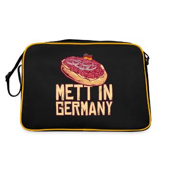 Mett in Germany Mett Brötchen Geschenk - Retro Tasche - Schwarz/Gold - Hinten