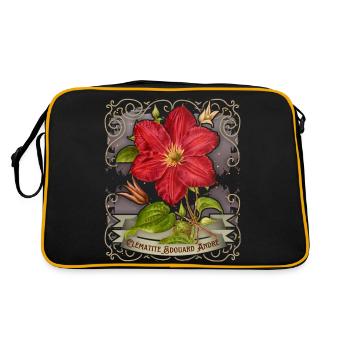 Vintage Clematis botanische Illustration - Retro Tasche - Schwarz/Gold - Hinten