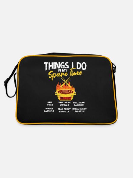 Dinge, die ich in meiner Freizeit tue Barbecue - Retro Tasche - Schwarz/Gold - Hinten