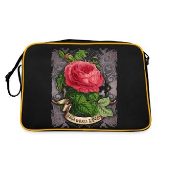 Antique rose vintage botanical illustration - Retro Bag - black/gold - Back