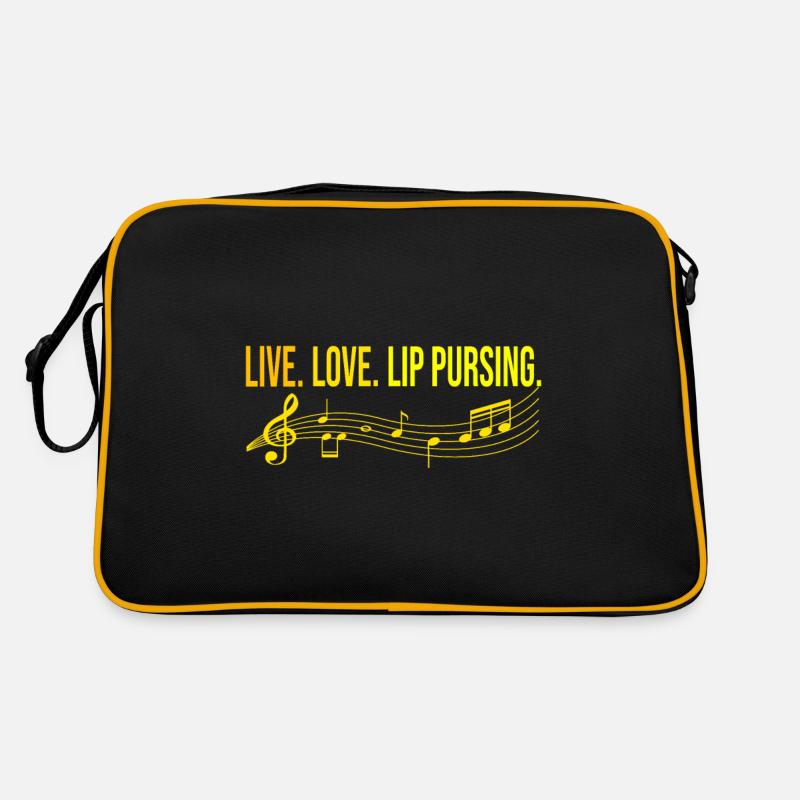 Live Love Lip Pursing Harmonica Player Gift Retro Tasche