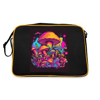 Synthwave Magic Mushrooms - Trippy Retro Art - Sac Retro - noir/or - Dos