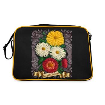 Illustration botanique de fleur de chrysanthème vintage - Sac Retro - noir/or - Dos