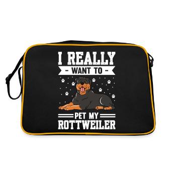 Je veux vraiment caresser mon Rottweiler - Sac Retro - noir/or - Dos