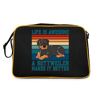 La vie est géniale Un Rottweiler la rend meilleure - Sac Retro - noir/or - Dos