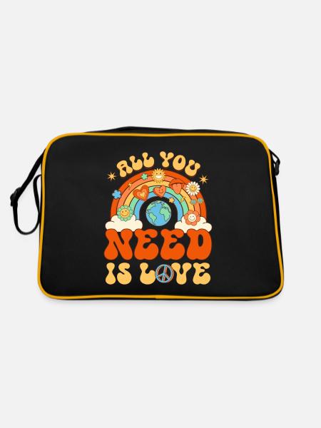 Groovy All You Need Is Love Rainbow - Retro Bag - black/gold - Back