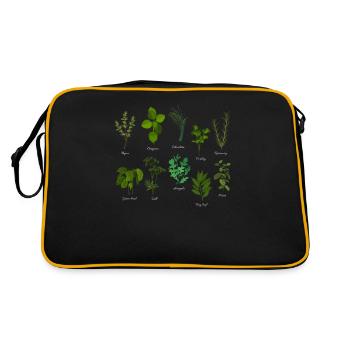 Kräuter Arten Pflanzen Lustig Gartenarbeit Pflanze - Retro Tasche - Schwarz/Gold - Hinten