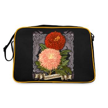 Illustration botanique de fleur de chrysanthème vintage - Sac Retro - noir/or - Dos