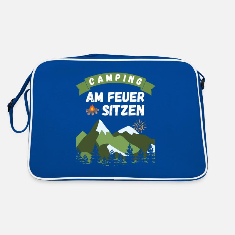 Camping am Feuer sitzen - Design Retro Tasche