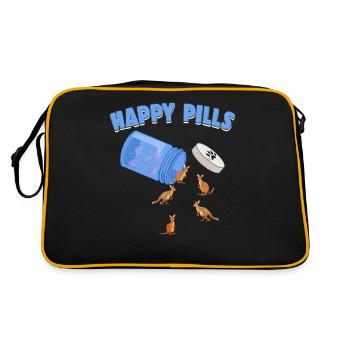 Happy Pills Wallabies Drôle Wallaby Amoureux Humour - Sac Retro - noir/or - Dos