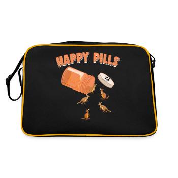 Pilules heureuses Wallaby Drôle Wallabies Amant Humour - Sac Retro - noir/or - Dos