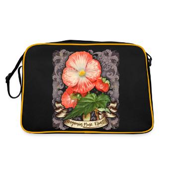 Illustration botanique vintage fleur de bégonia - Sac Retro - noir/or - Dos
