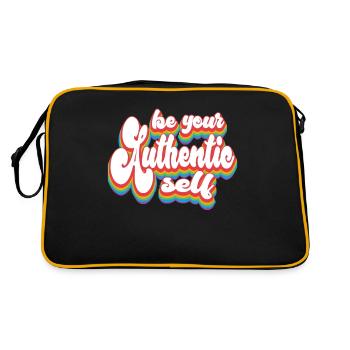 Pride Month LGBTQ - Sei dein authentisches Selbst - Retro Tasche - Schwarz/Gold - Hinten