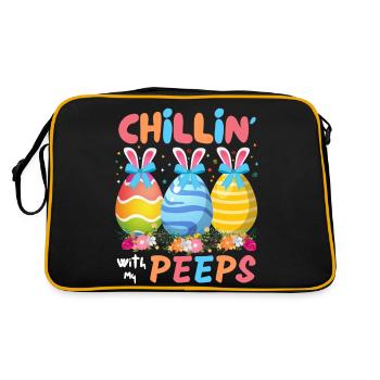 Chillin With My Peeps, Funny Easter Bunny - Retro Bag - black/gold - Back