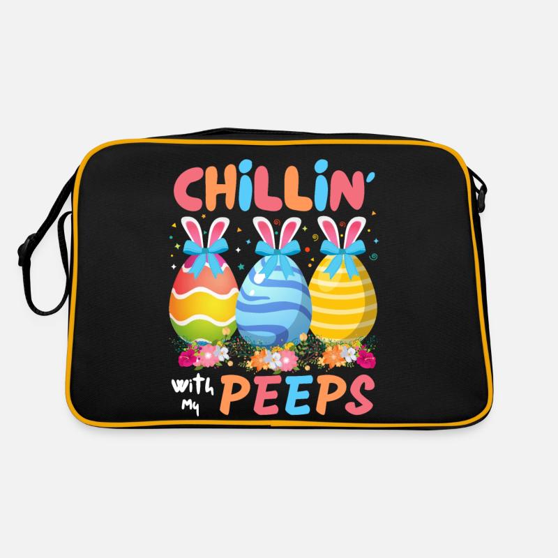 Chillin avec mes yeux, drôle de lapin de Pâques - Sac Retro - noir/or