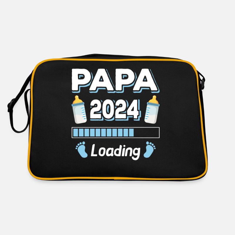 Papa Loading 2024 Vater Väter Vatertag - Retro Tasche - Schwarz/Gold