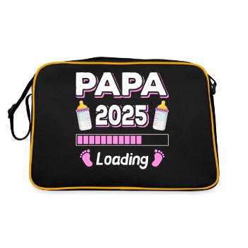 Papa Loading 2025 Vater Väter Vatertag - Retro Tasche - Schwarz/Gold - Hinten