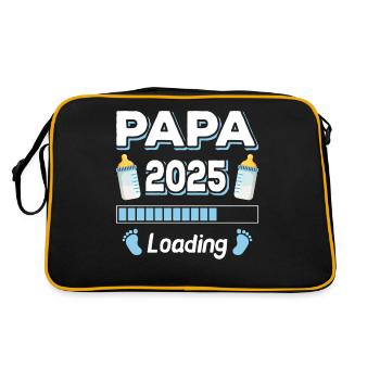 Papa Loading 2025 Vater Väter Vatertag - Retro Tasche - Schwarz/Gold - Hinten
