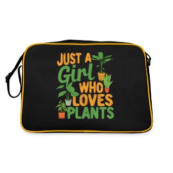 Just A Girl Who Loves Plants Funny Plant Lovers - Retro Bag - black/gold - Back