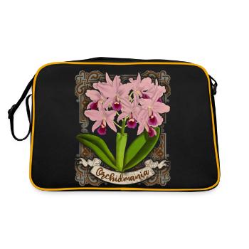 Antique orchid illustration, vintage orchid - Retro Bag - black/gold - Back