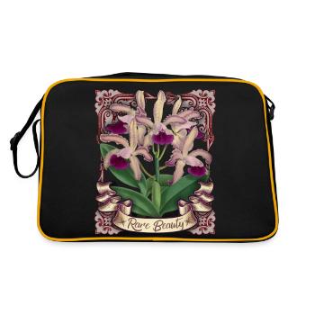 Vintage orchid illustration, antique orchid - Retro Bag - black/gold - Back