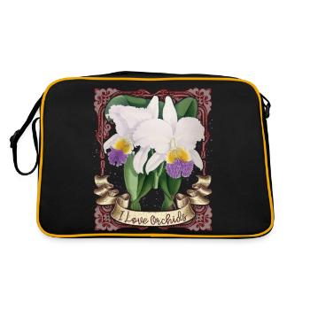 Vintage Orchid Illustration, I-Love-Orchids - Retro Bag - black/gold - Back