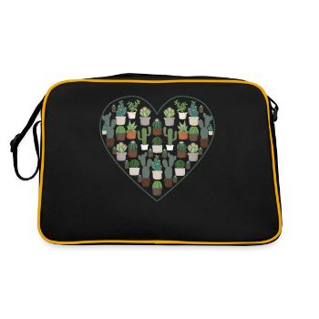 Succulent Cactus Succa Lover Heart Plant - Retro Bag - black/gold - Back