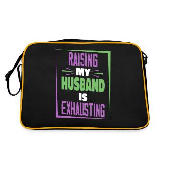 My husband's education is exhausting - Retro Bag - black/gold - Back