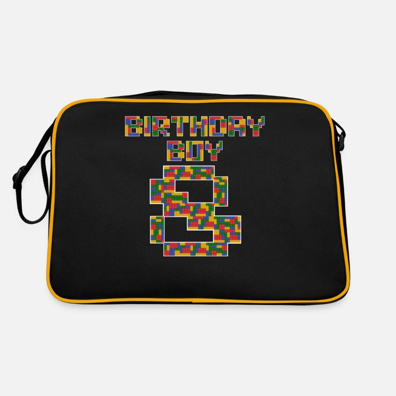 Süßes 8. Geburtstagsgeschenk 8 Jahre altes Blockgebäude - Retro Tasche - Schwarz/Gold