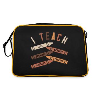 J’enseigne l’amour Bravoure égalité force gentillesse - Sac Retro - noir/or - Dos