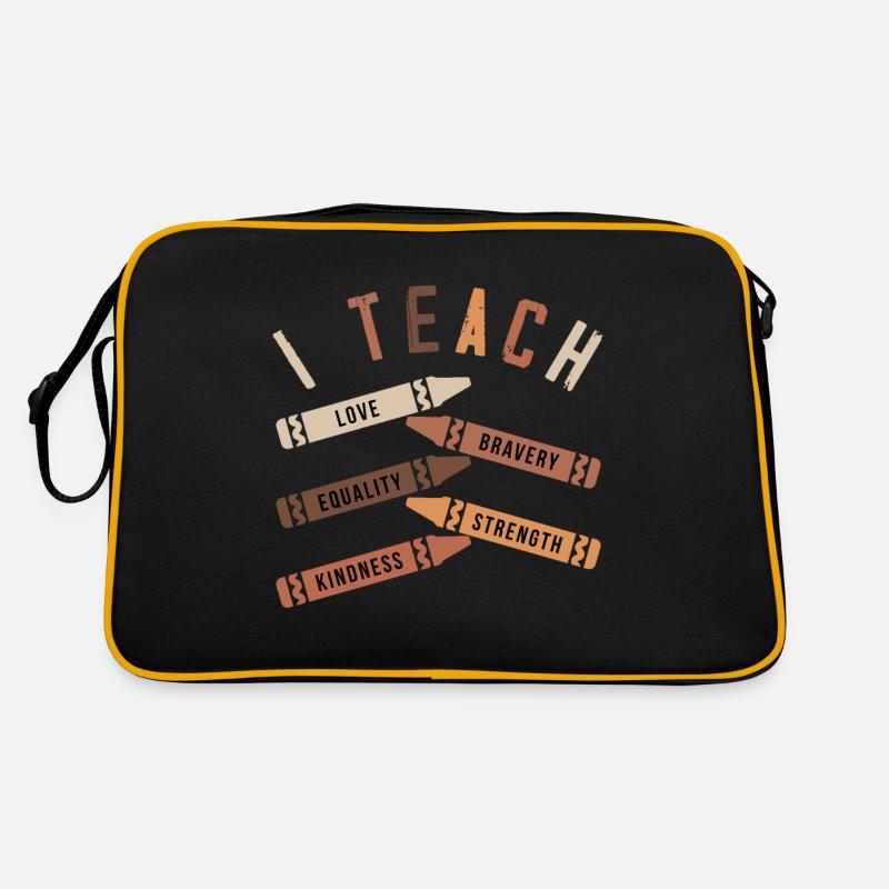 I Teach love Bravery equality strength kindness - Retro Tasche - Schwarz/Gold