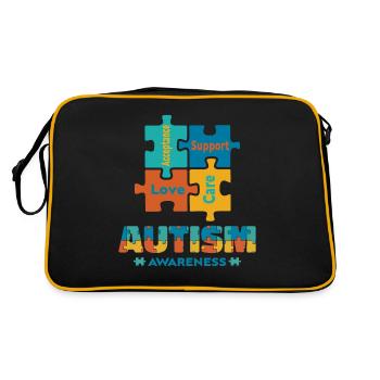 Acceptation Amour Autisme Conscience Pièce de puzzle mignonne - Sac Retro - noir/or - Dos