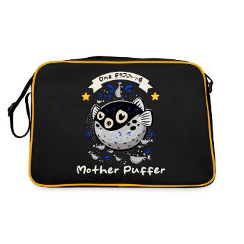 Puffer Fish - Lustiger Spruch - Retro Tasche - Schwarz/Gold - Hinten