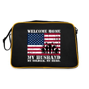 welcome home my husband my soldier my hero - Retro Bag - black/gold - Back