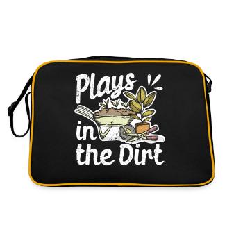 Plays In The Dirt Funny Gartenarbeit Landwirt - Retro Tasche - Schwarz/Gold - Hinten