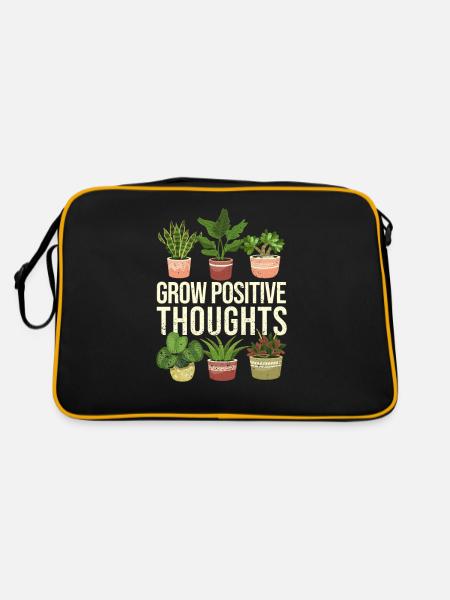 Wachsen Positive Gedanken Lustige Gartenarbeit - Retro Tasche - Schwarz/Gold - Hinten
