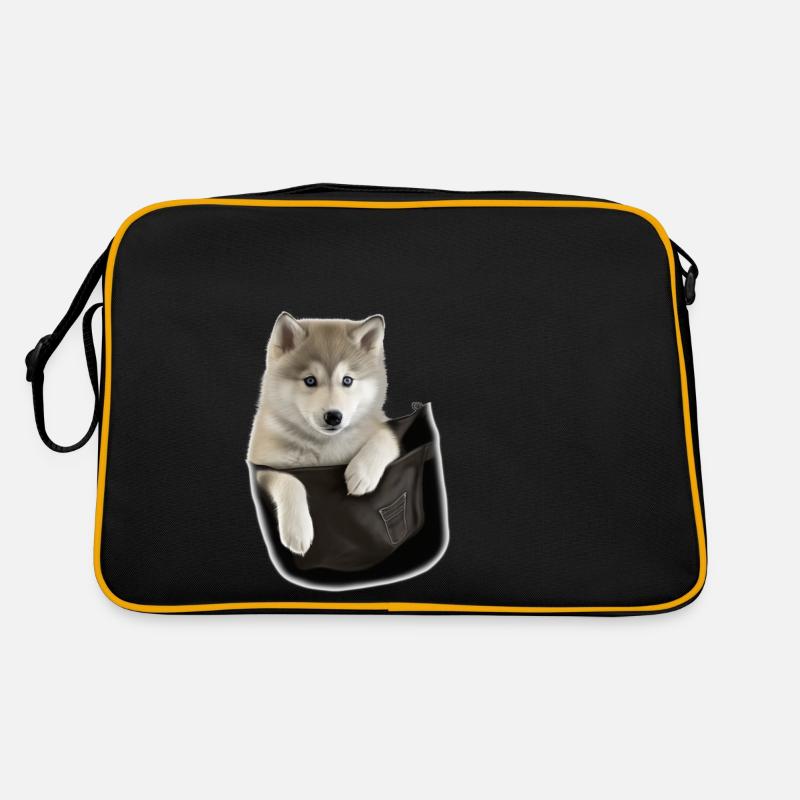 Mignon loup gris dans Pocket Funny Wolves Graphic Sac Retro