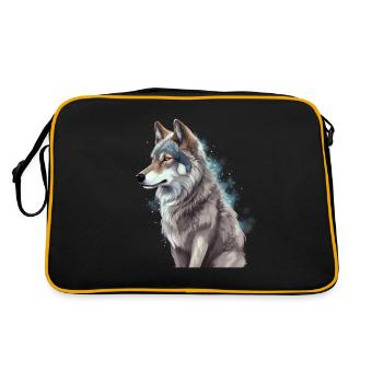 Grey Wolf Hunting Ground Wild Animal Graphic - Retro Bag - black/gold - Back