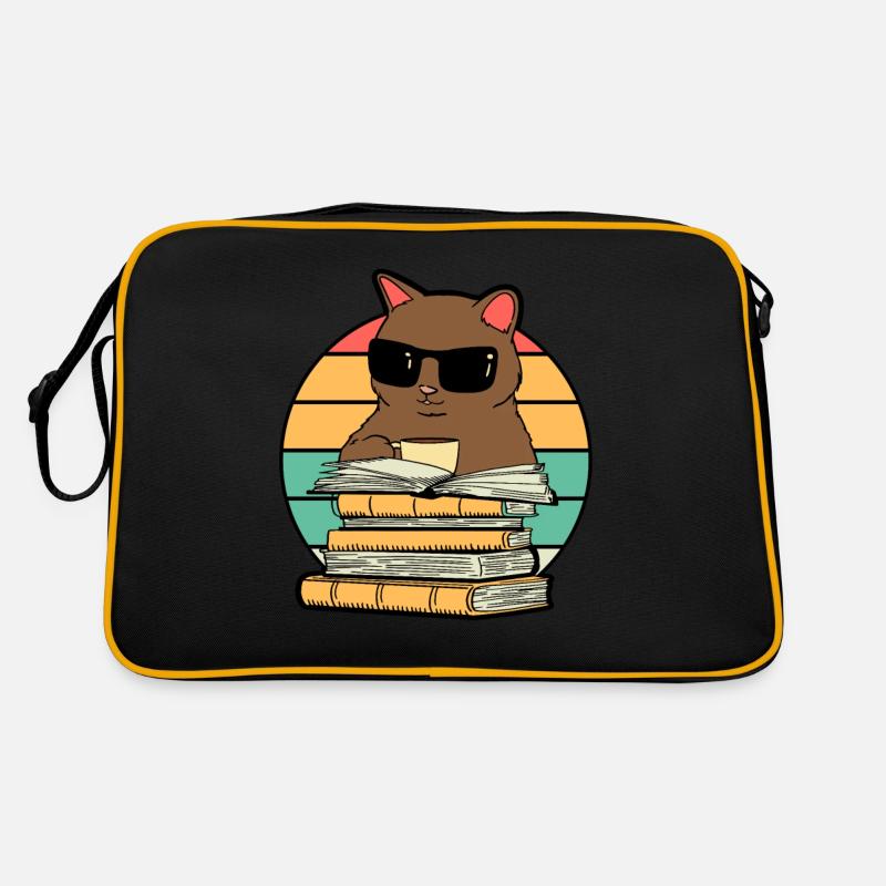 Katzenkaffee und Bücher lustig Retro Tasche