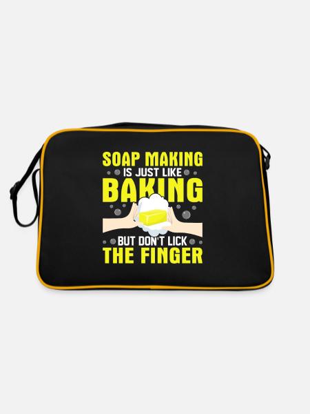 Soap Making Is Just Like Baking Soapmaker Soapmaki - Retro Tasche - Schwarz/Gold - Hinten