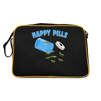 Pilules heureuses Lézards Drôle drôle d’Anole Vert Amants Humour - Sac Retro - noir/or - Dos