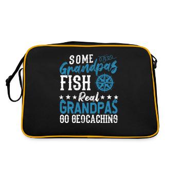 Einige Großväter fischen Echte Großväter gehen - Retro Tasche - Schwarz/Gold - Hinten