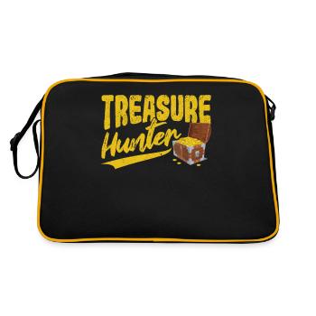 Treasure Hunter Funny Geocaching Metalldetektion - Retro Tasche - Schwarz/Gold - Hinten