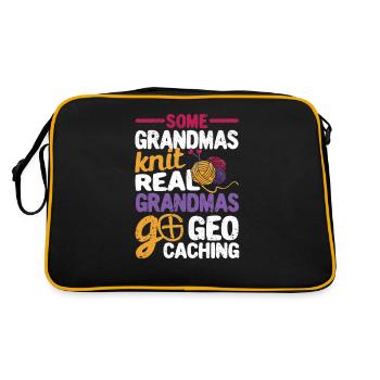 Quelques mamies tricotent De vraies mamies font du géocaching - Sac Retro - noir/or - Dos
