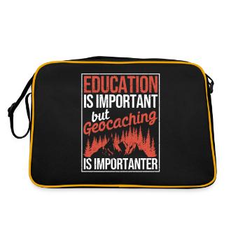 Bildung ist wichtig, aber Geocaching ist noch - Retro Tasche - Schwarz/Gold - Hinten