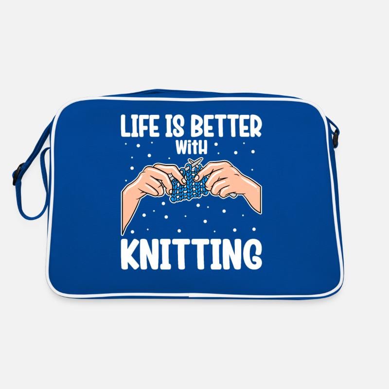 Life Is Better With Knitting Retro Tasche