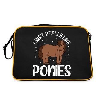 I Just Really Like Ponies - Retro Tasche - Schwarz/Gold - Hinten