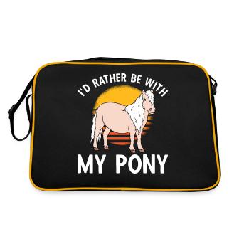 I'd Rather Be With My Pony - Retro Tasche - Schwarz/Gold - Hinten