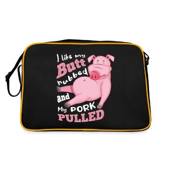 i like my butt rubbed and my pork pulled - Retro Tasche - Schwarz/Gold - Hinten