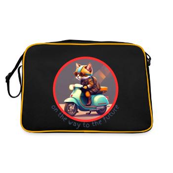 The cat on the way to the future - Retro Bag - black/gold - Back